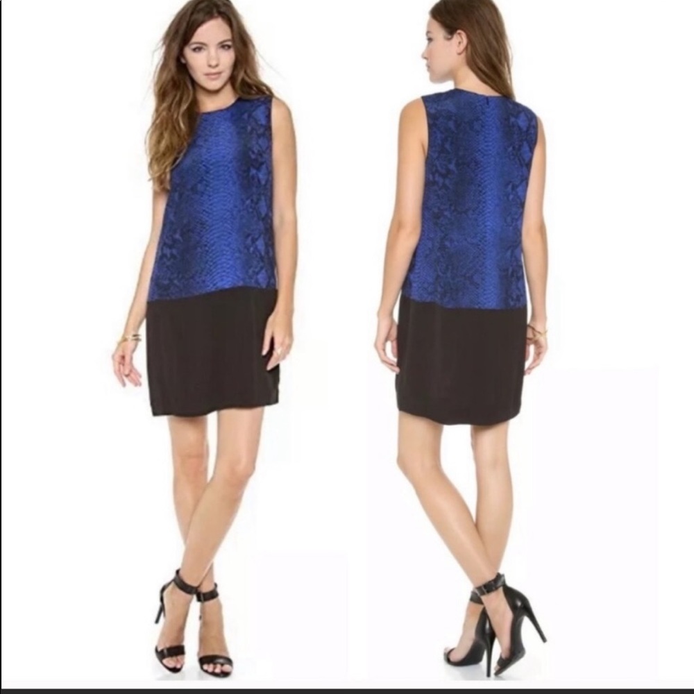 Rebecca Taylor black and blue snakeskin shift dress